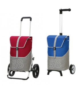 Chariot de Course 2 roues Filip Andersen Shopper avec sac rouge ou bleu